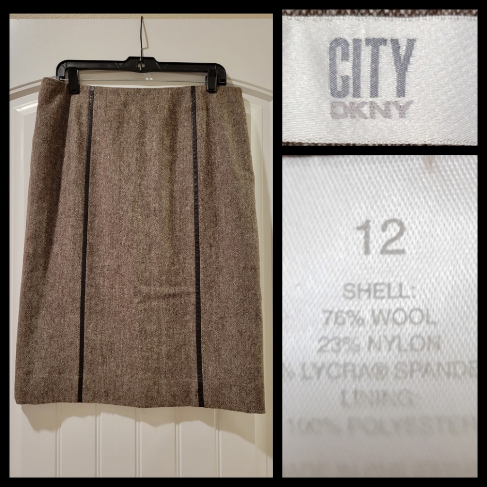 DKNY wool tweed pencil skirt 12